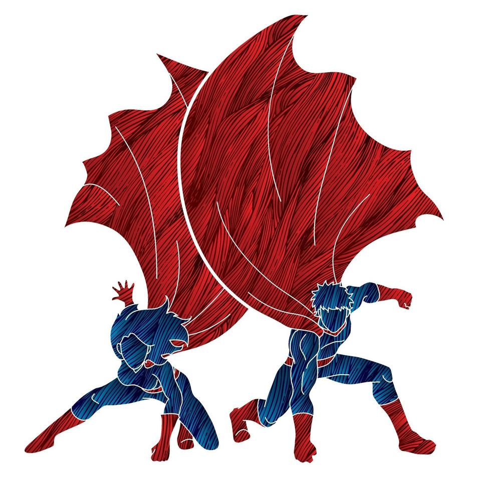 Couple Superhero Landing vector