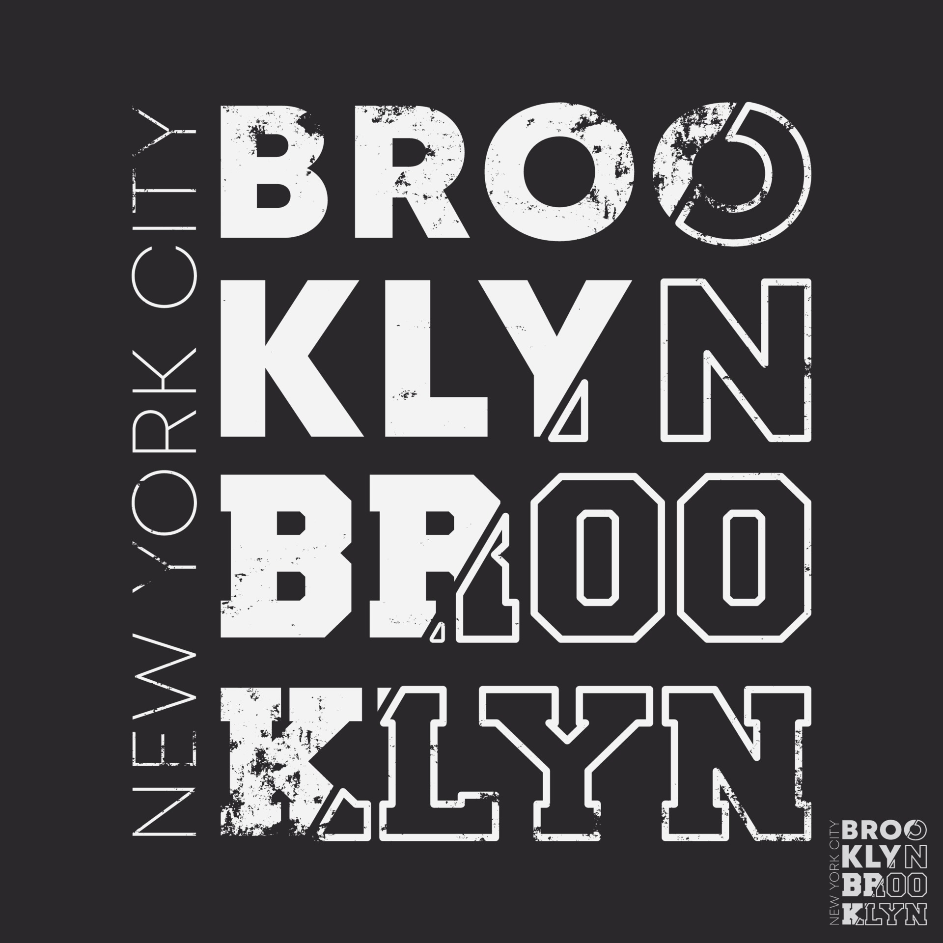 Brooklyn New York City typography for t-shirt print stamp, tee applique ...