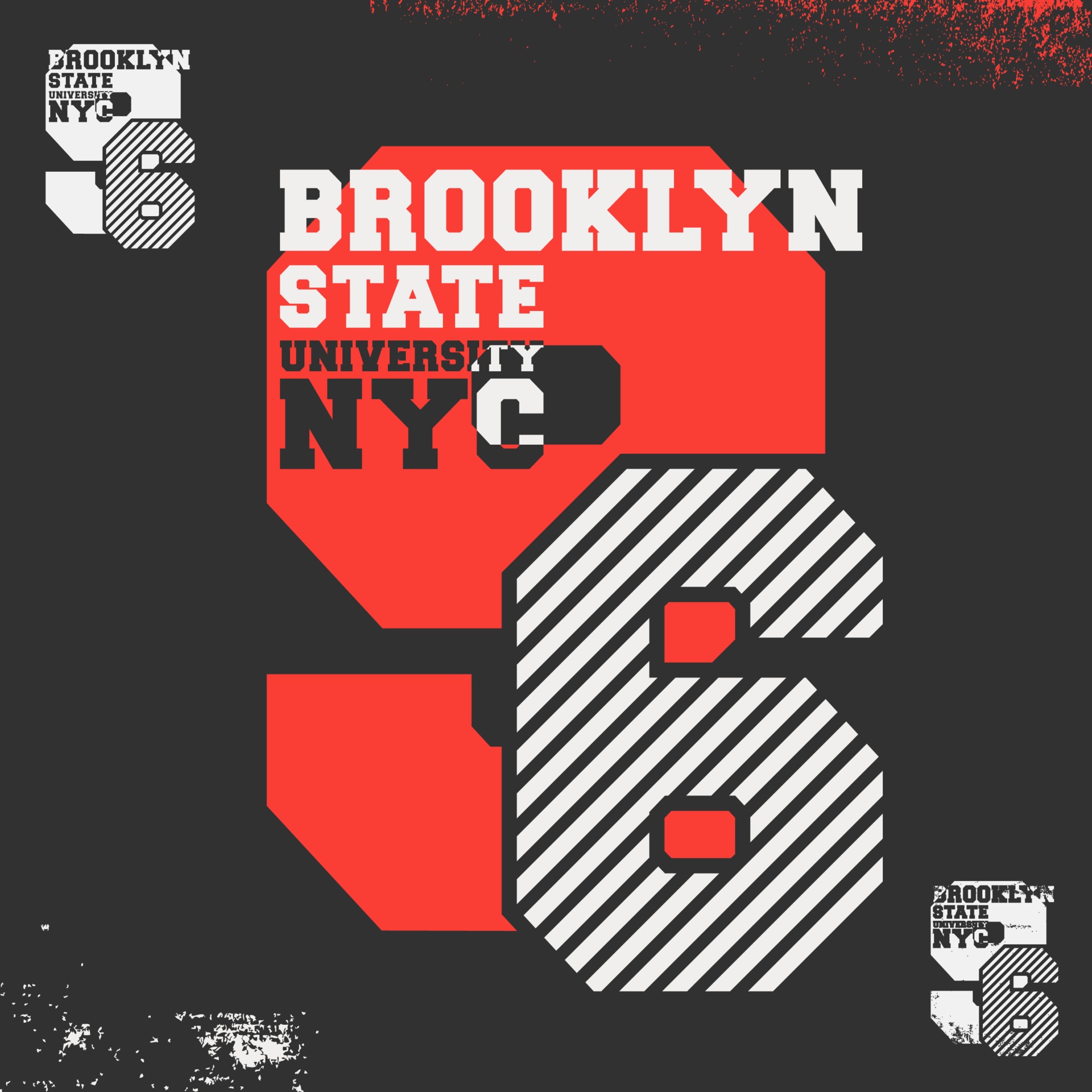 Brooklyn State University NYC print for t-shirt stamp, tee ...