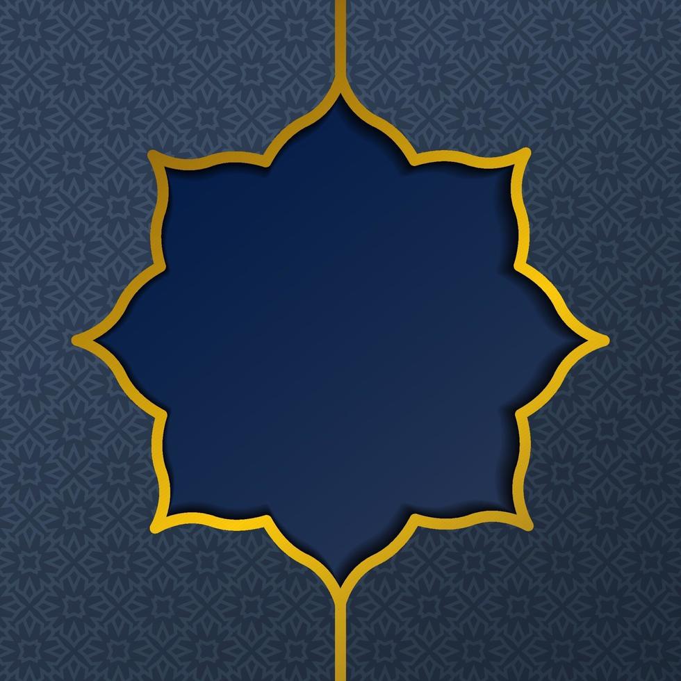 Abstract golden geometric shape with islamic design on dark blue background vector