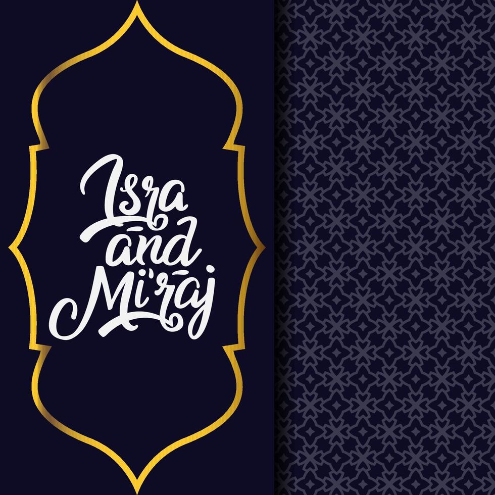 greeting card isra' mi'raj with two element pattern and template mosque vector