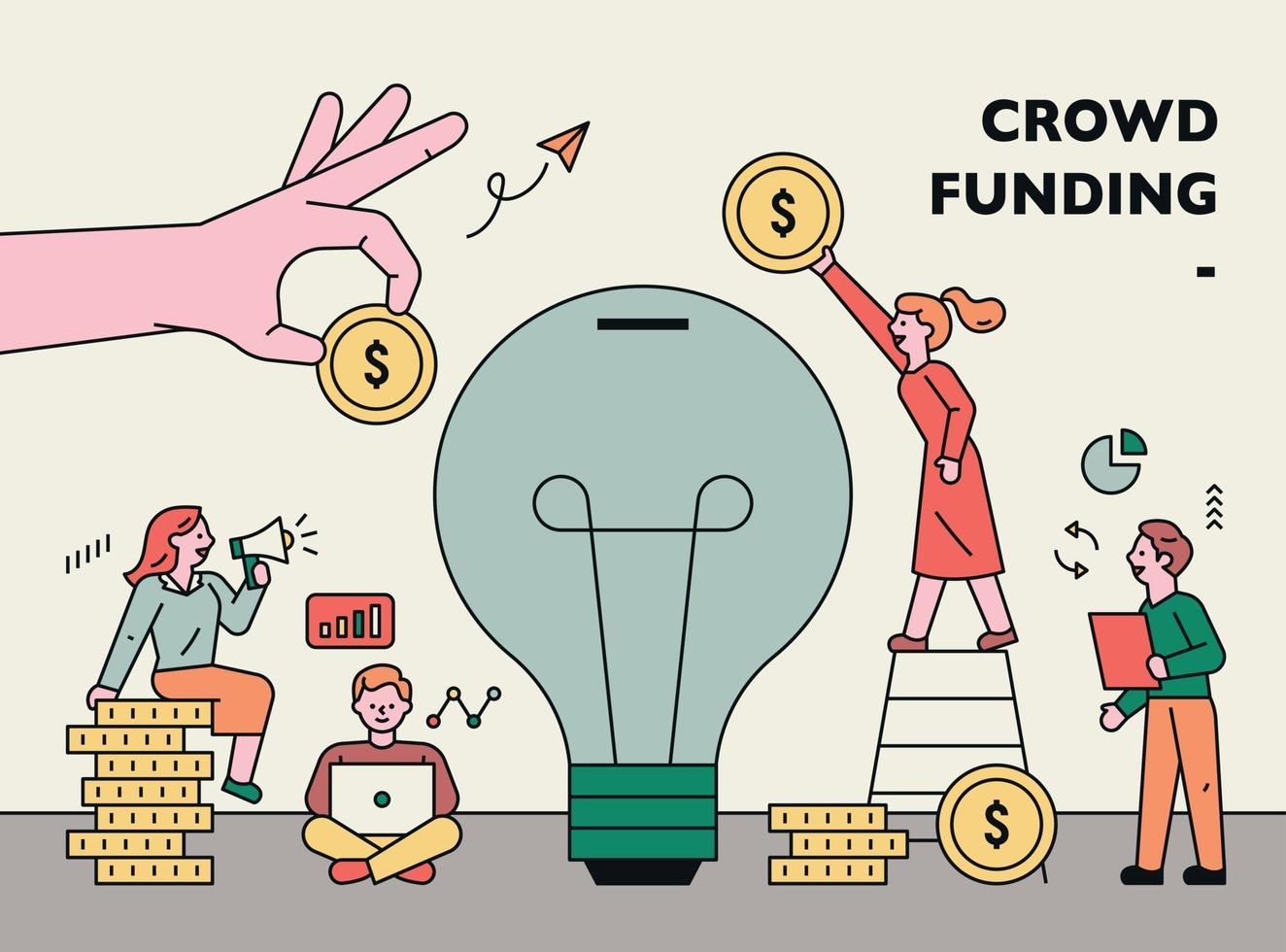 Crowd funding web banner template vector