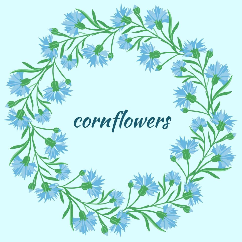 Circular frame with cornflowers. vector