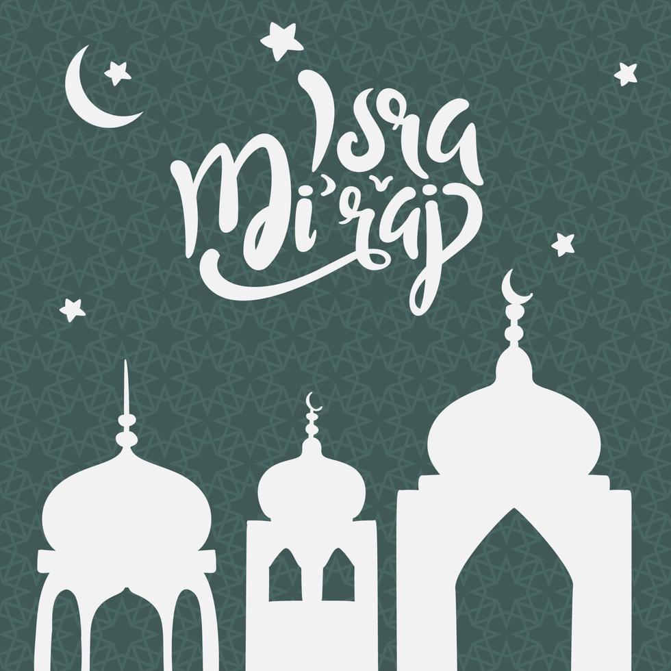 Al-Isra wal Mi'raj Vector Illustration best for Greeting Card, Islamic Background with Golden Dome of Rock Mosque