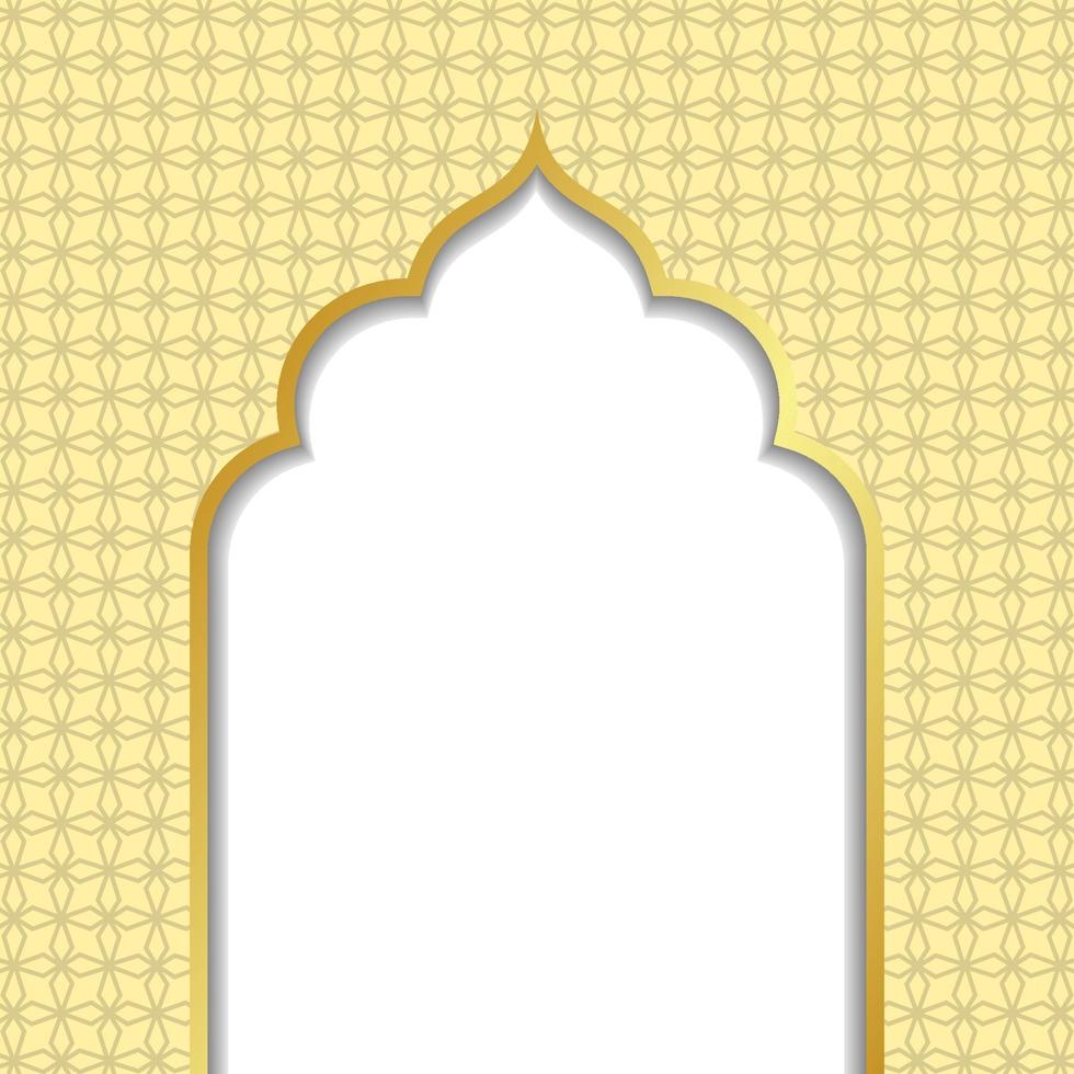 ramadan kareem o eid al fitr, fondo con arco dorado, con patrón árabe dorado, fondo para el mes sagrado de la comunidad musulmana ramadan kareem, eps 10 contiene transparencia vector