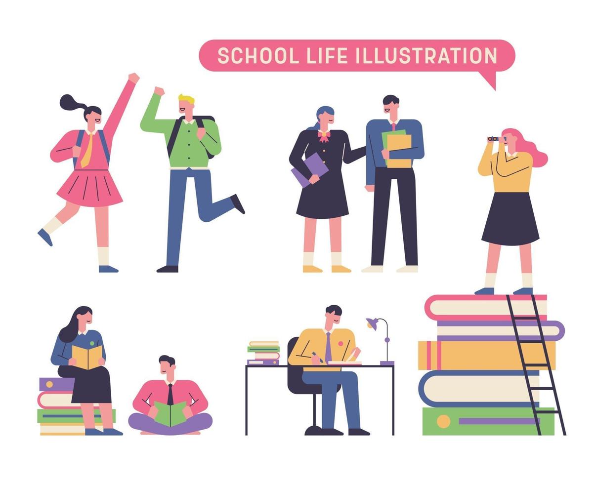 school student character set vector