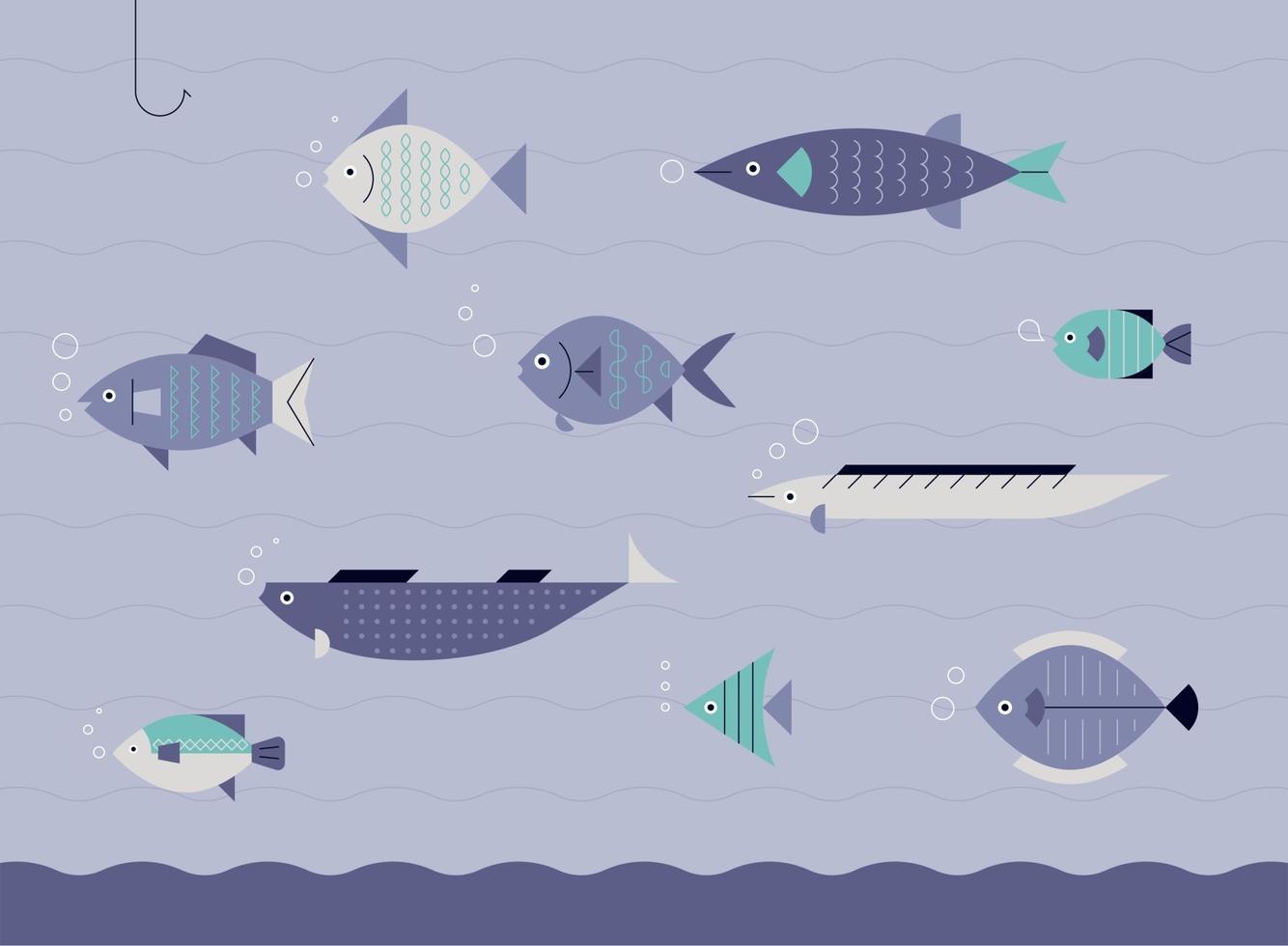 Underwater fish design. vector