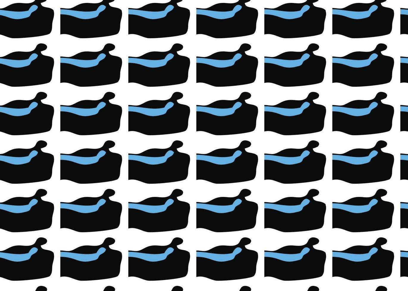 Hand drawn, black, blue, white shapes seamless pattern vector