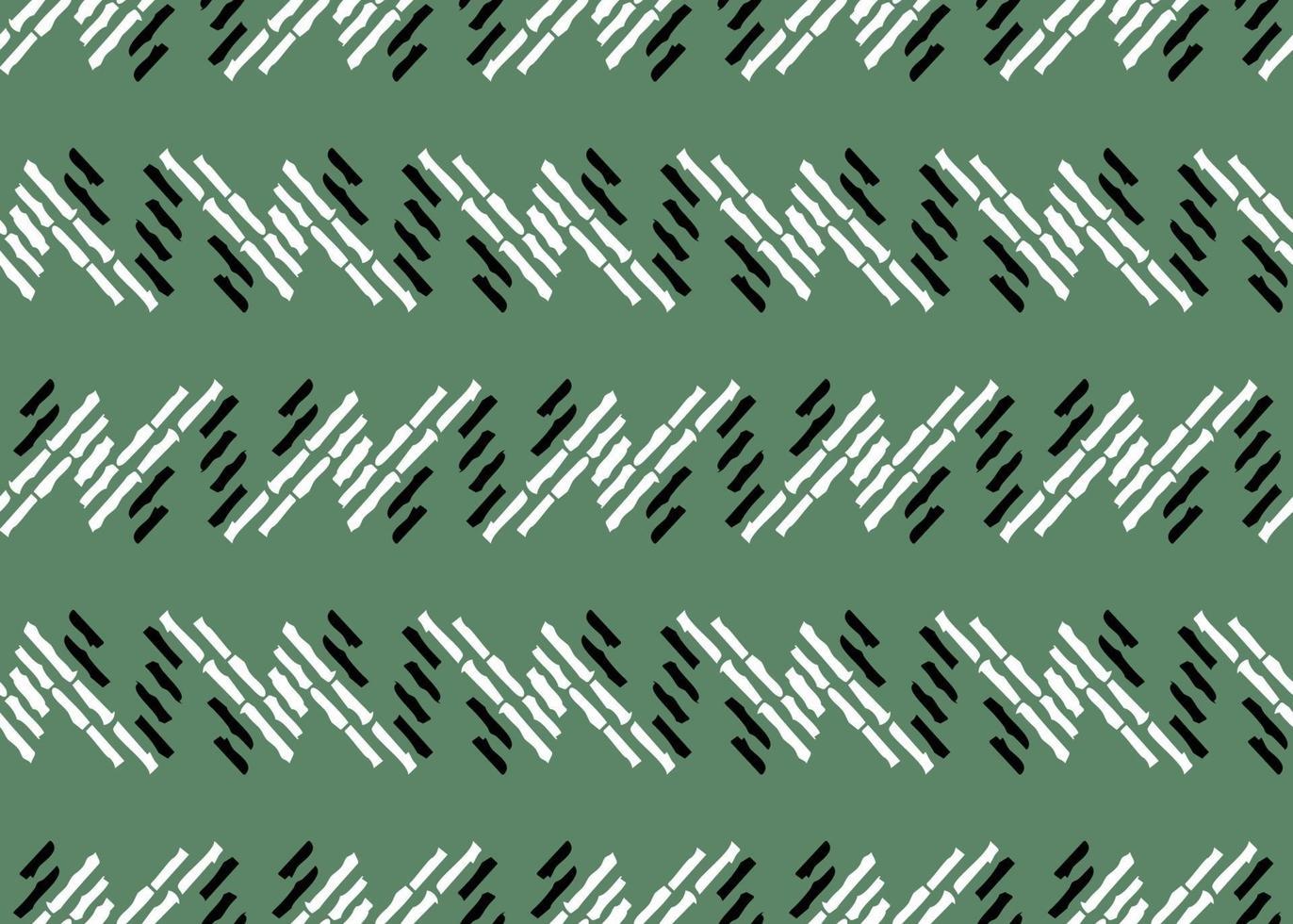 Hand drawn, green, white, black lines seamless pattern vector