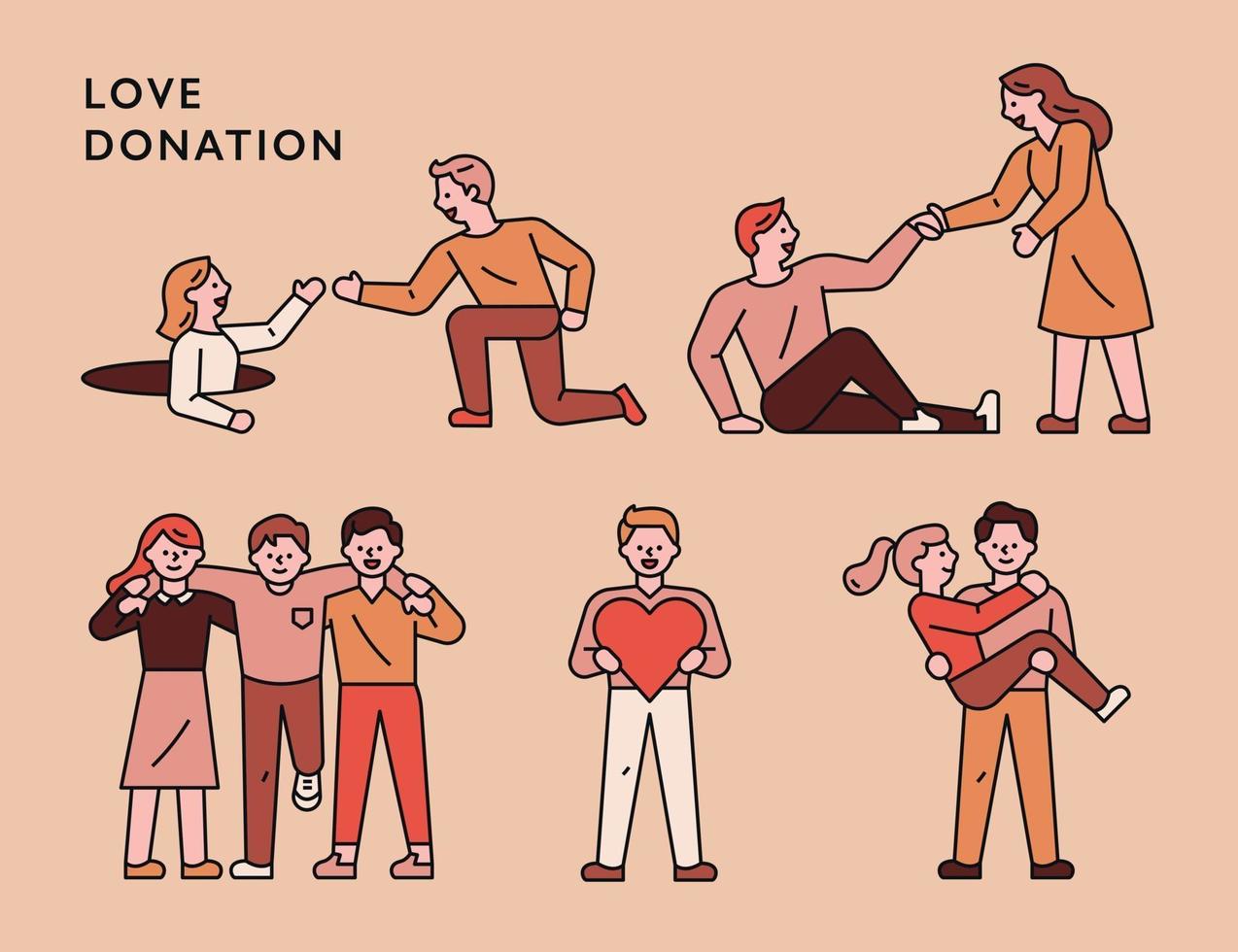Set of people helping each other vector