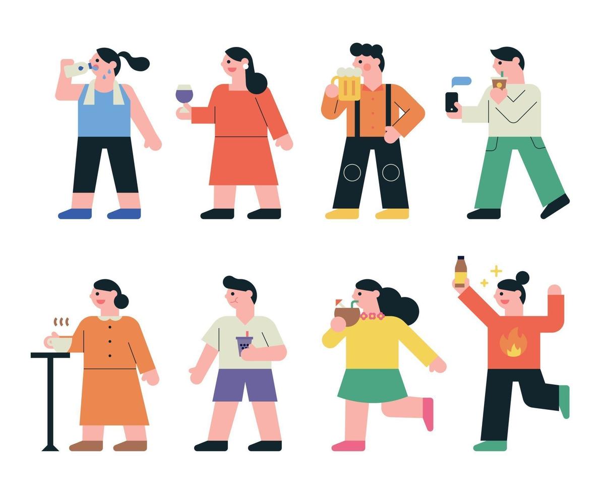 People drinking set. vector