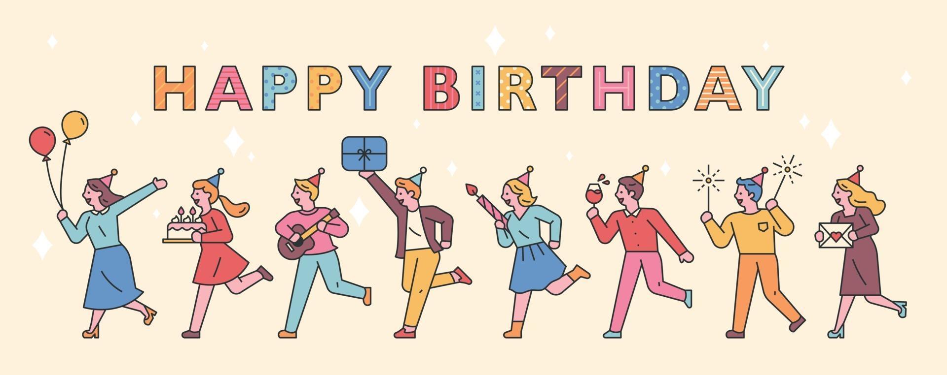 birthday party people banner vector