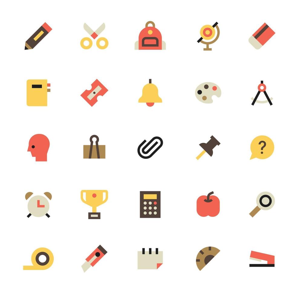 school supply icon set vector