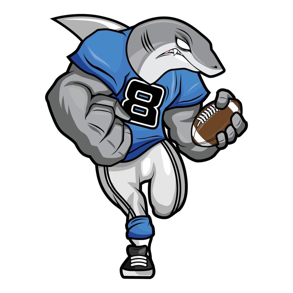 White Shark - American Football Mascot Character Design vector