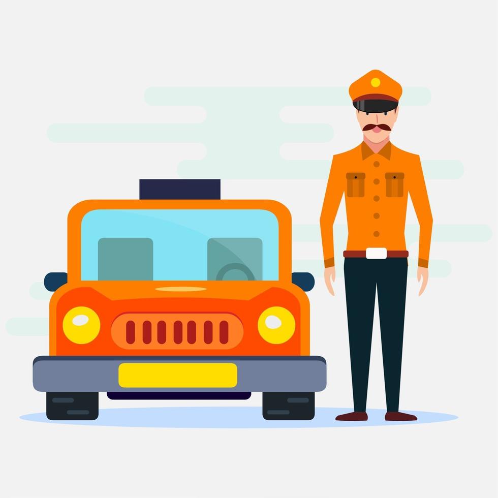 ilustración de conductor de taxi de hombre en estilo plano vector