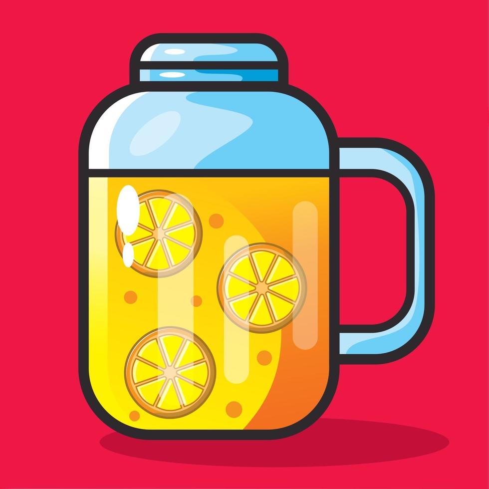 orange juice on the mug illustration in flat style vector