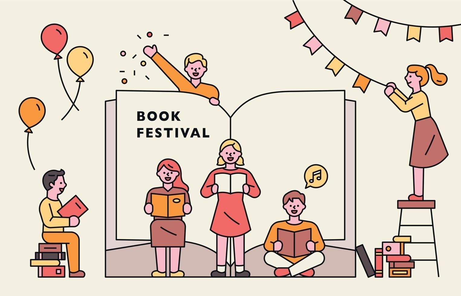 Book festival poster vector