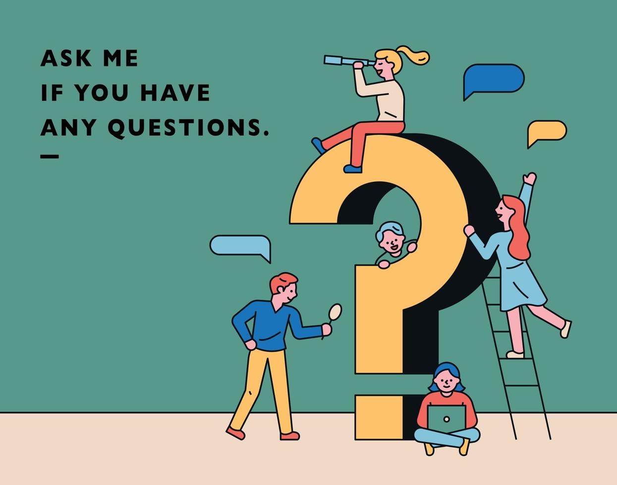 Question mark and people poster vector