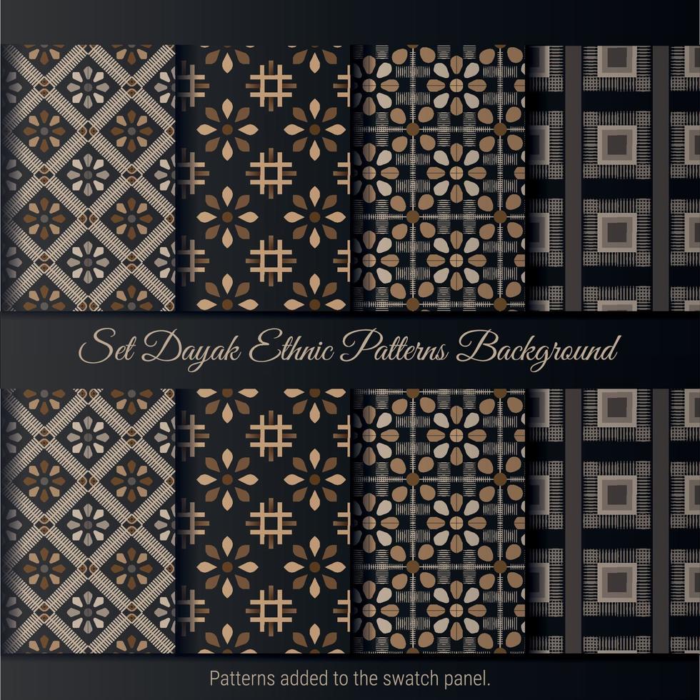 Set Dayak Ethnic Pattern Background. Indonesian batik pattern. vector