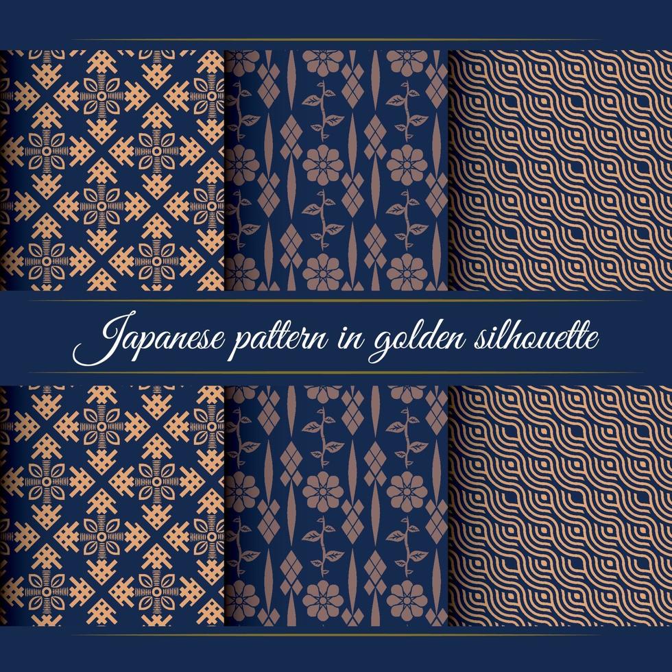 Japanese pattern in golden silhouette. Luxury japanese pattern. vector