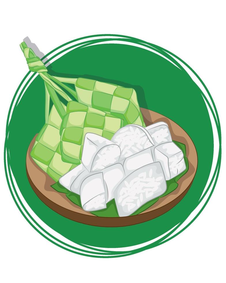 fondo tradicional de ketupat. rodajas de ketupat listas para comer. vector