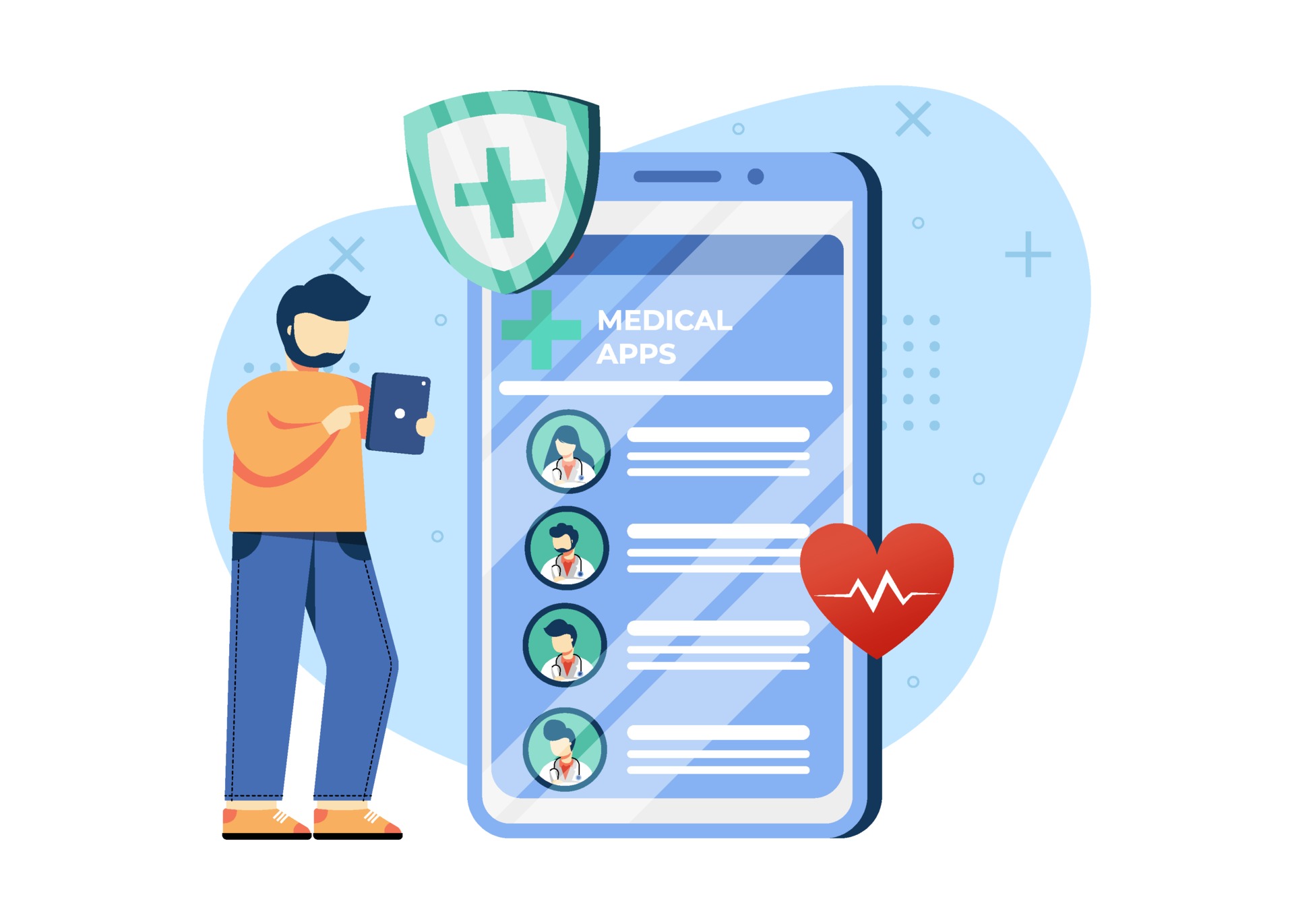 Online Doctor vector illustration. a man select doctors from the medical  application. online check-up. can use for the homepage, mobile apps.  character cartoon Illustration flat style. 2127137 Vector Art at Vecteezy