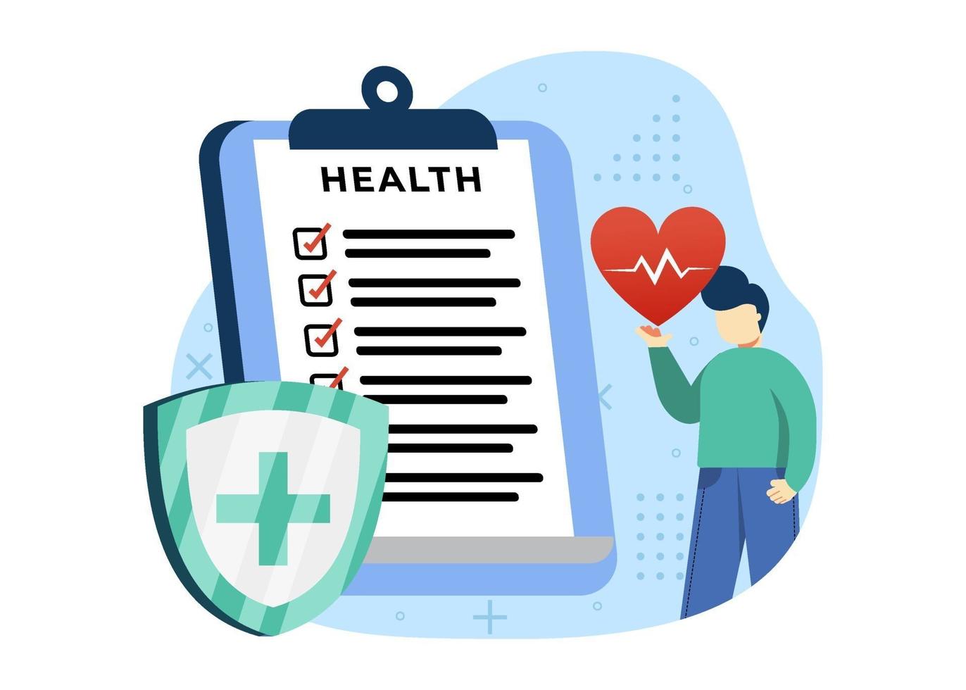 Medical Insurance concept vector illustration. A man filling medical document form. can use for web, homepage, mobile apps, web banner. character cartoon Illustration flat style.