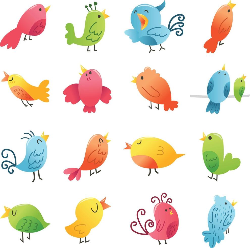 Super Cute Birds Set vector