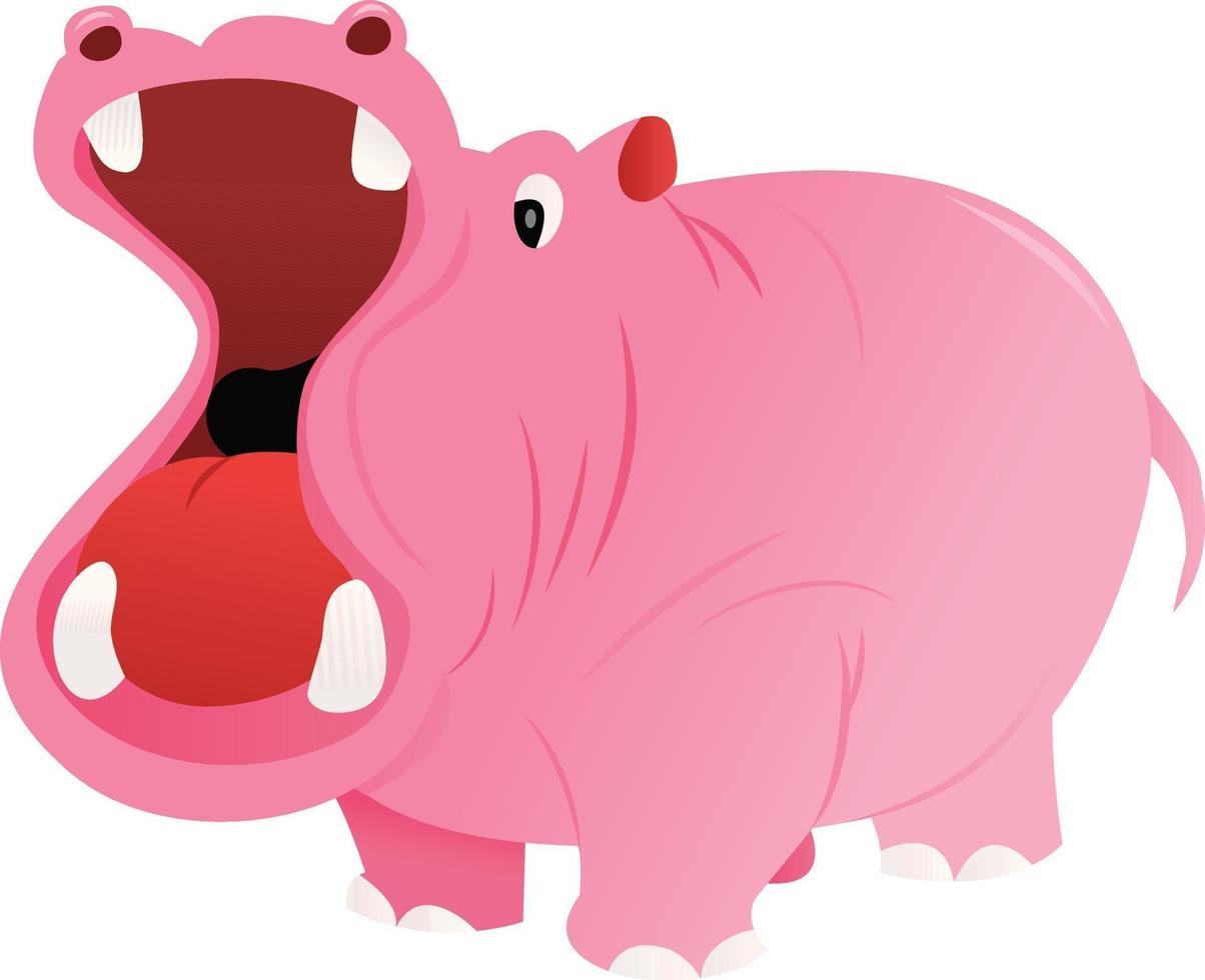 Cartoon Pink Hippo Wide Mouthed vector