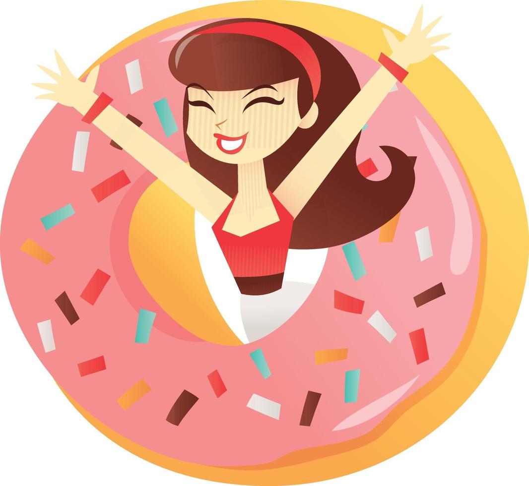 Cartoon Donut Girl Surprise vector