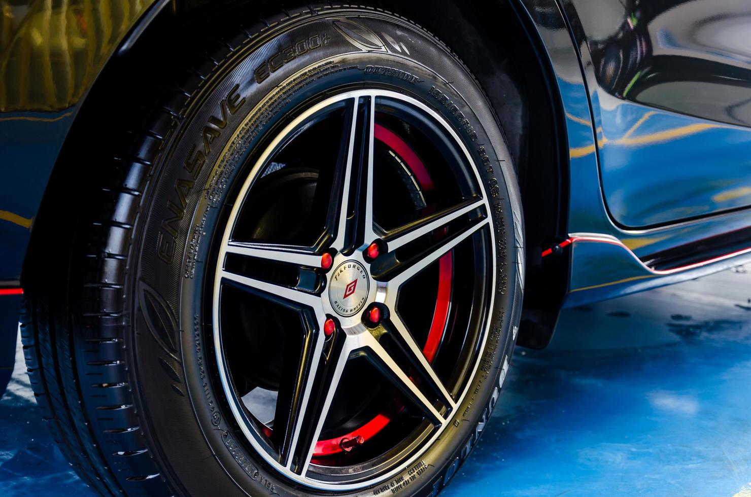 Close-up of an alloy wheel photo