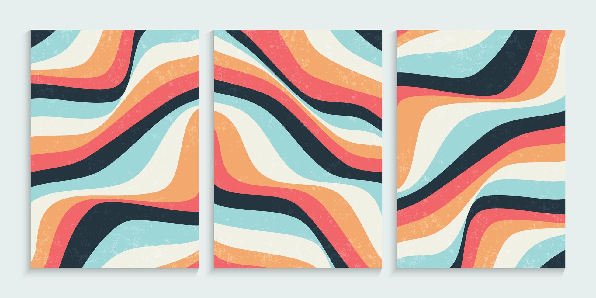 Abstract colorful wavy lines background set vector