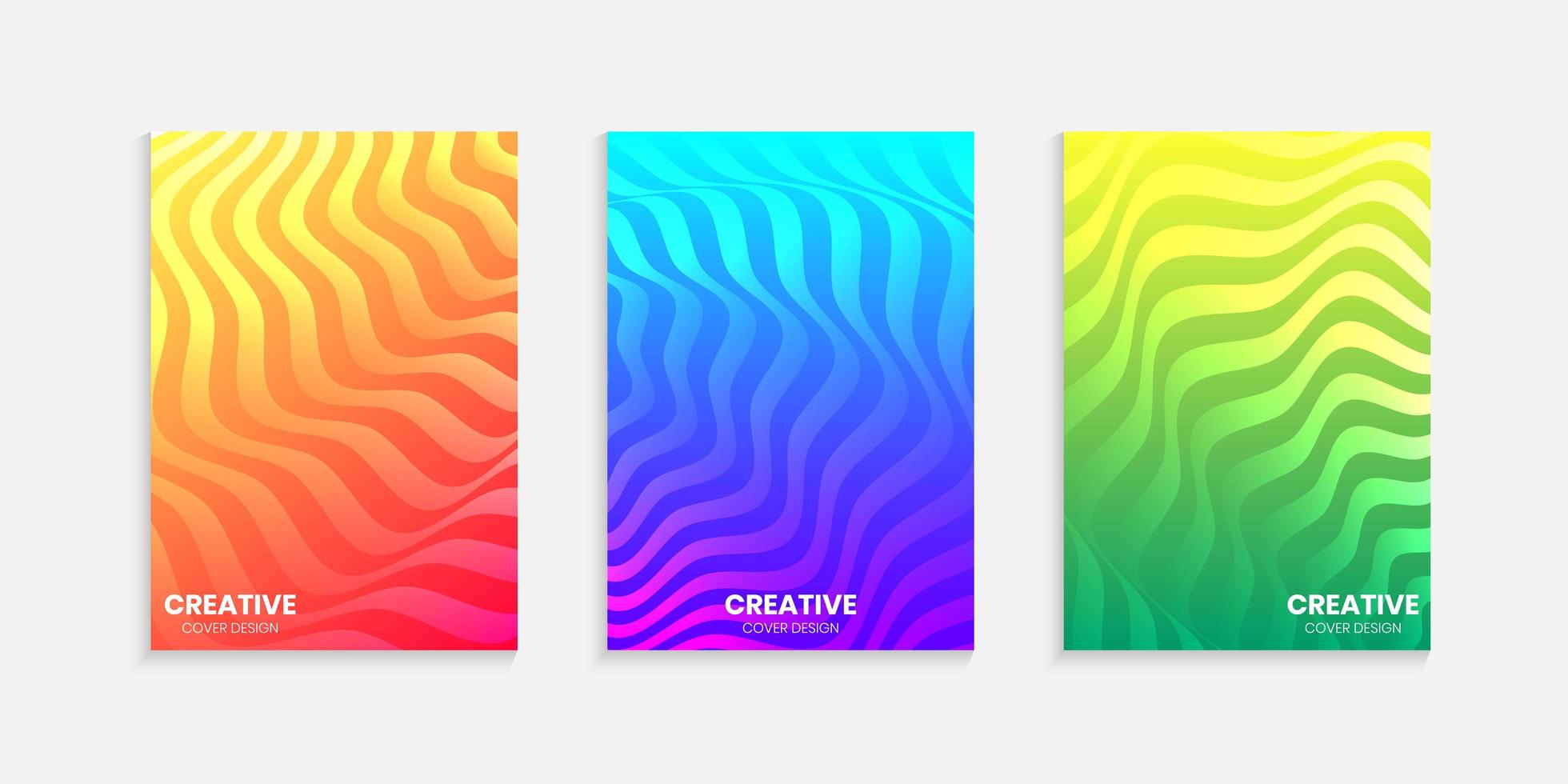 Halftone gradients minimal cover design set with wavy lines vector