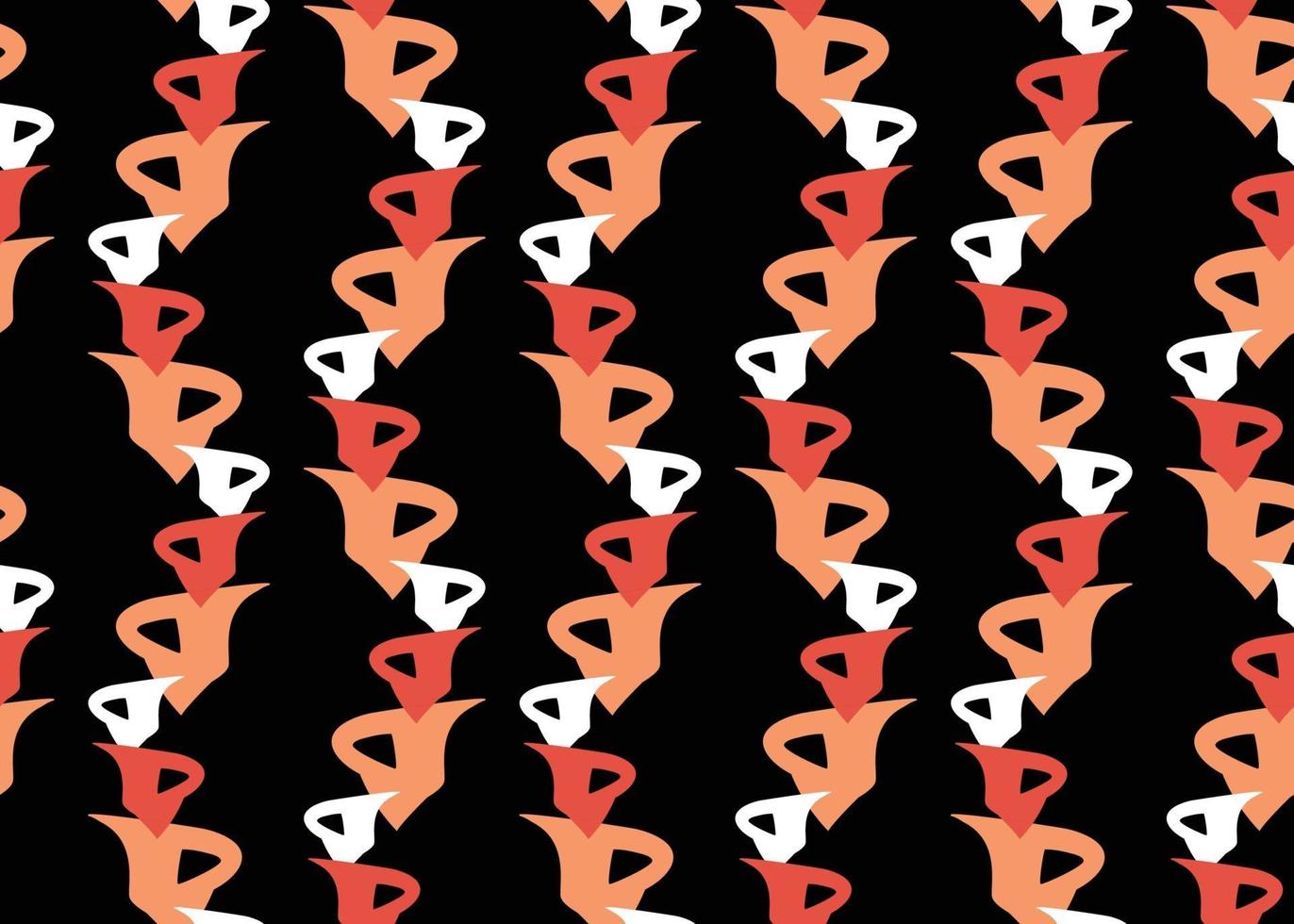 Hand drawn, black, red, orange, white color shapes seamless pattern vector
