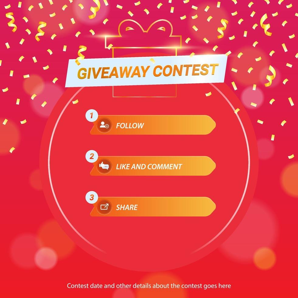 Giveaway Template for Social Media with steps vector