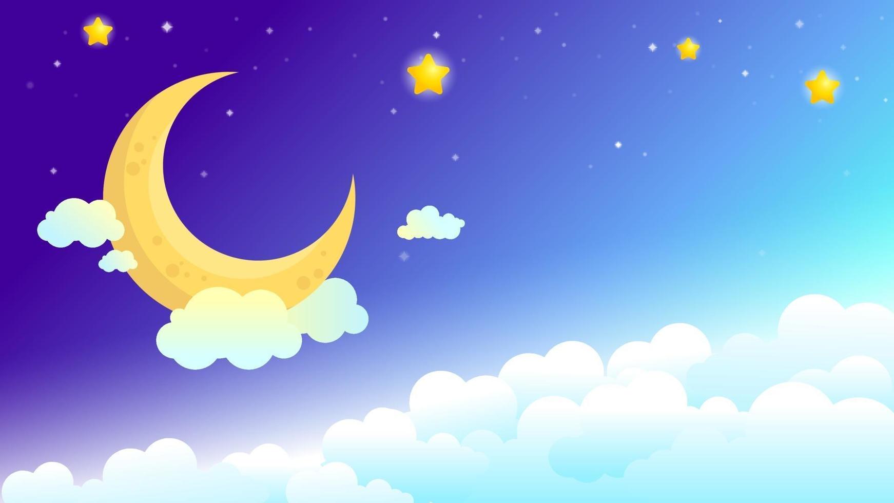 Beautiful Night Sky with Moon and Stars vector