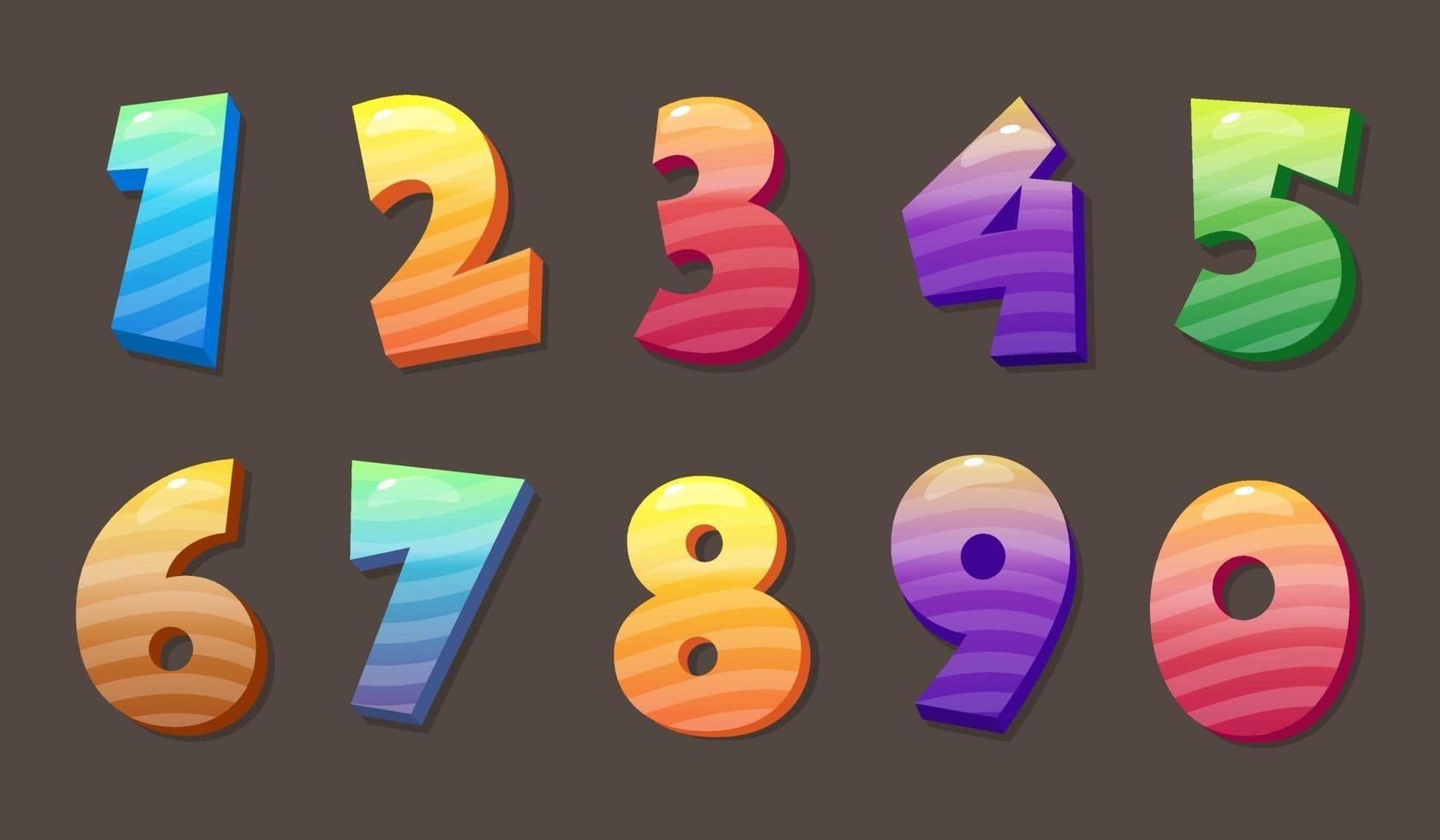 3D Style Colorful Numbers Design vector