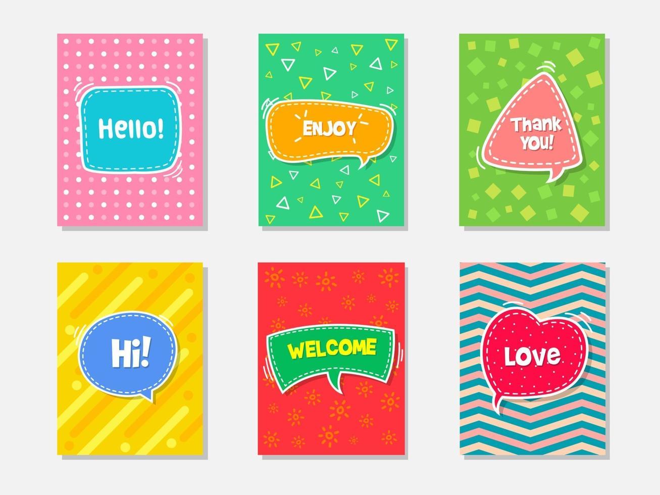 Vector set of cute cards templates