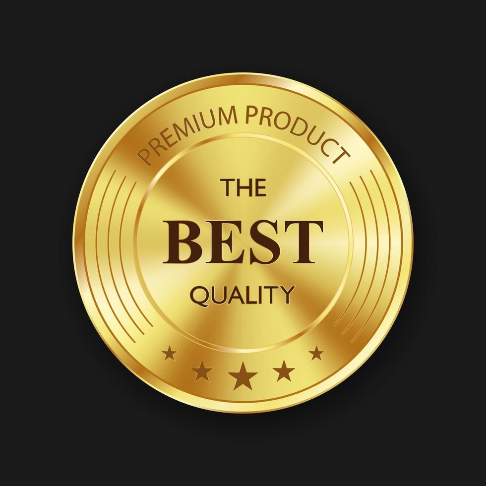 Luxury gold badge and label premium quality product, vector illustration