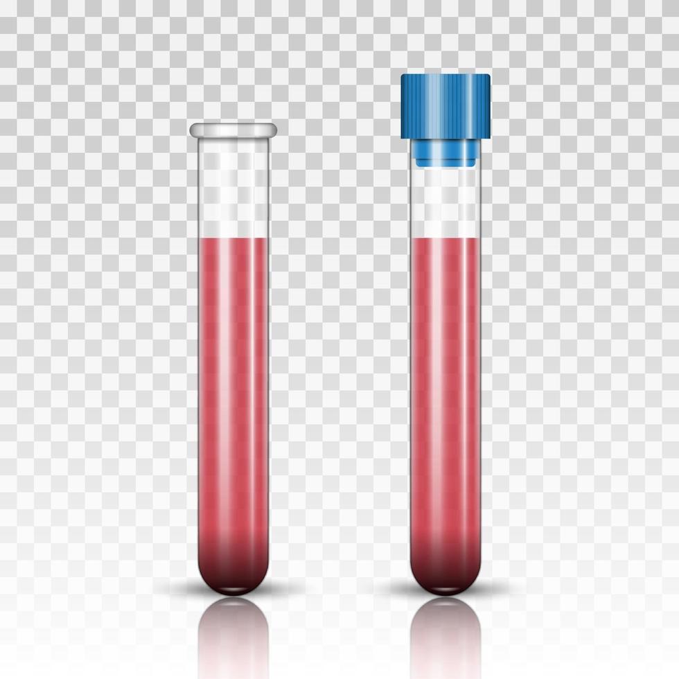 Test tube with red blood, vector illustration