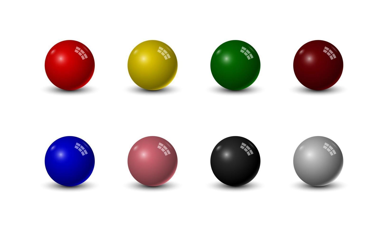 Set of snooker balls isolated on white background, vector illustration