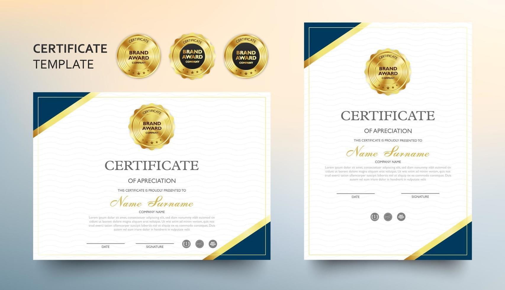 Certificate of appreciation template with luxury and modern pattern, diploma, vector illustration