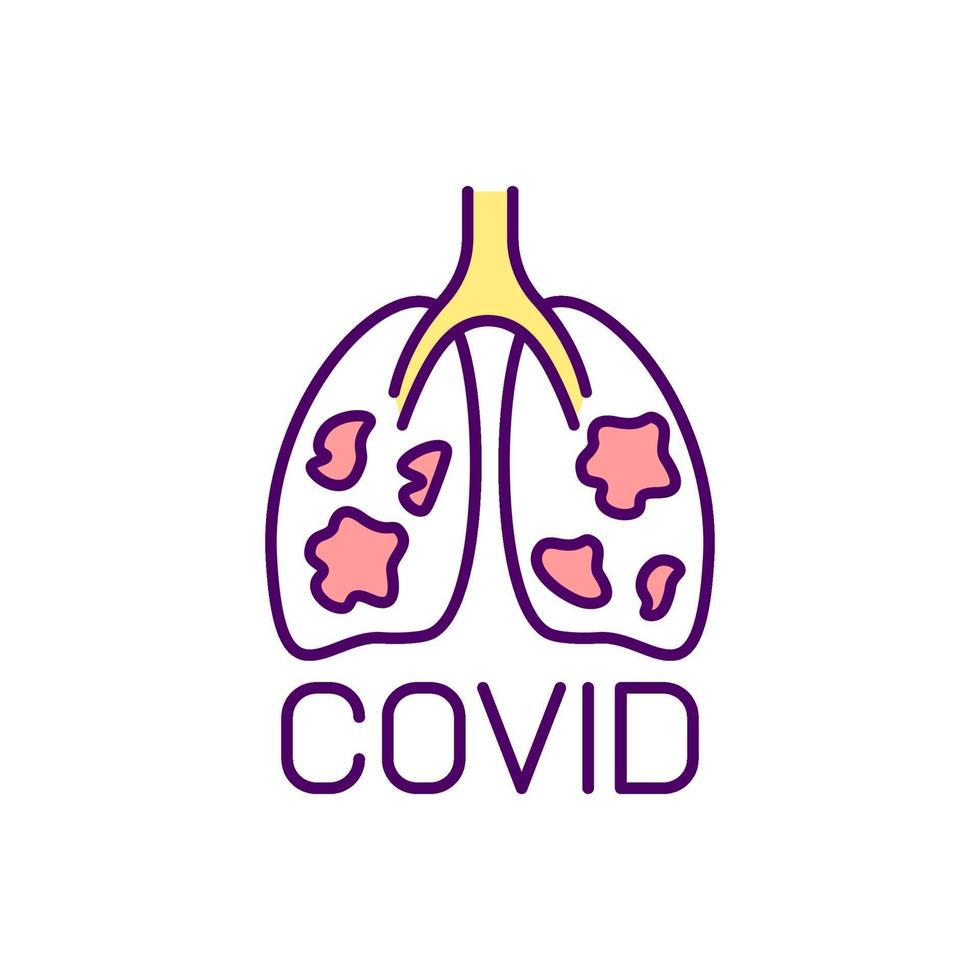 pulmones afectados por coronavirus icono de color rgb vector