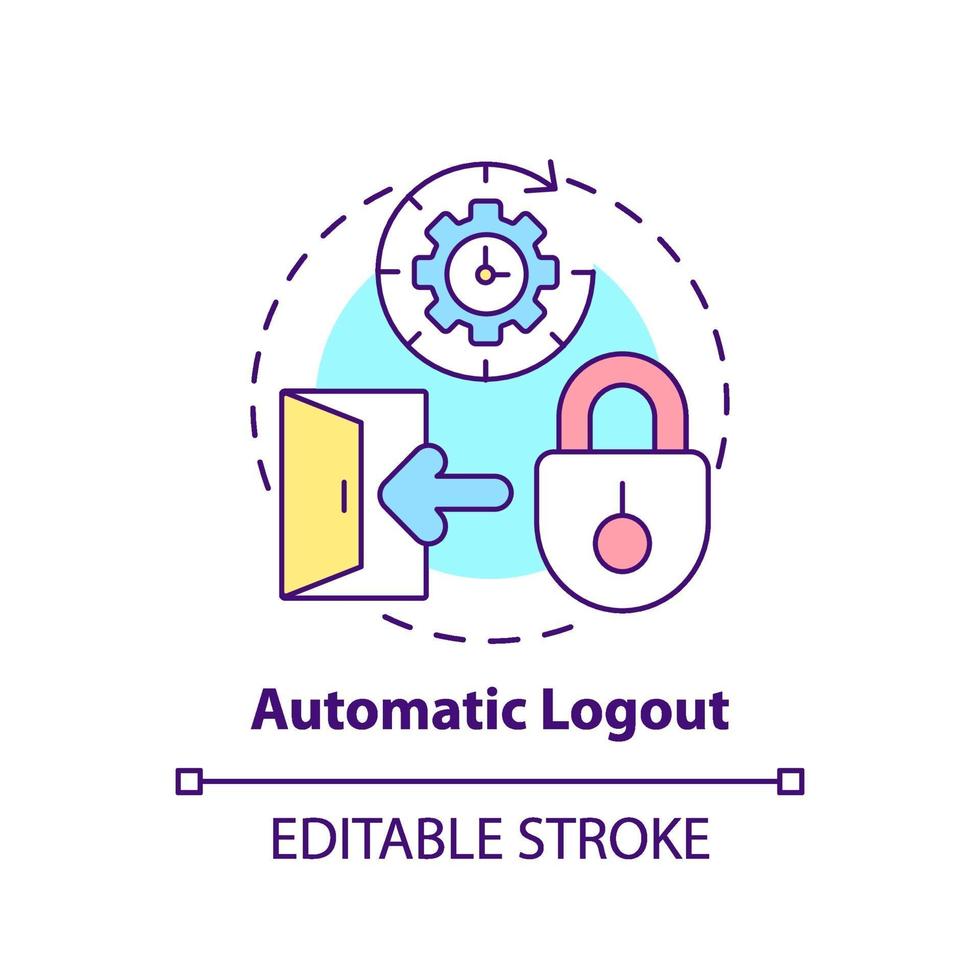 icono de concepto de cierre de sesión automático vector