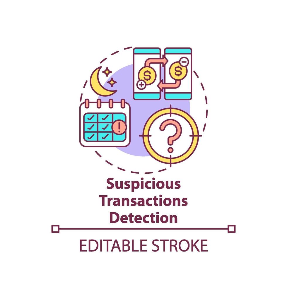 Icono de concepto de detección de transacciones sospechosas vector