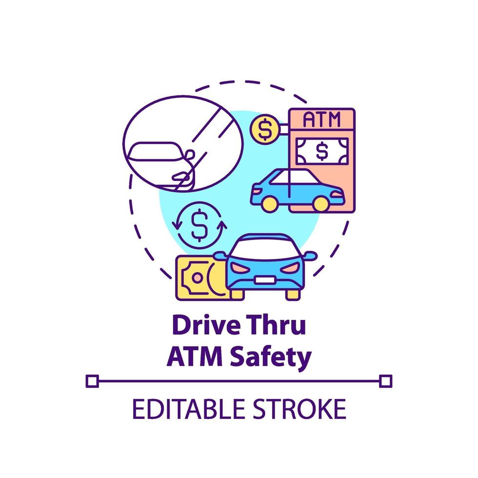 Drive thru ATM safety concept icon vector