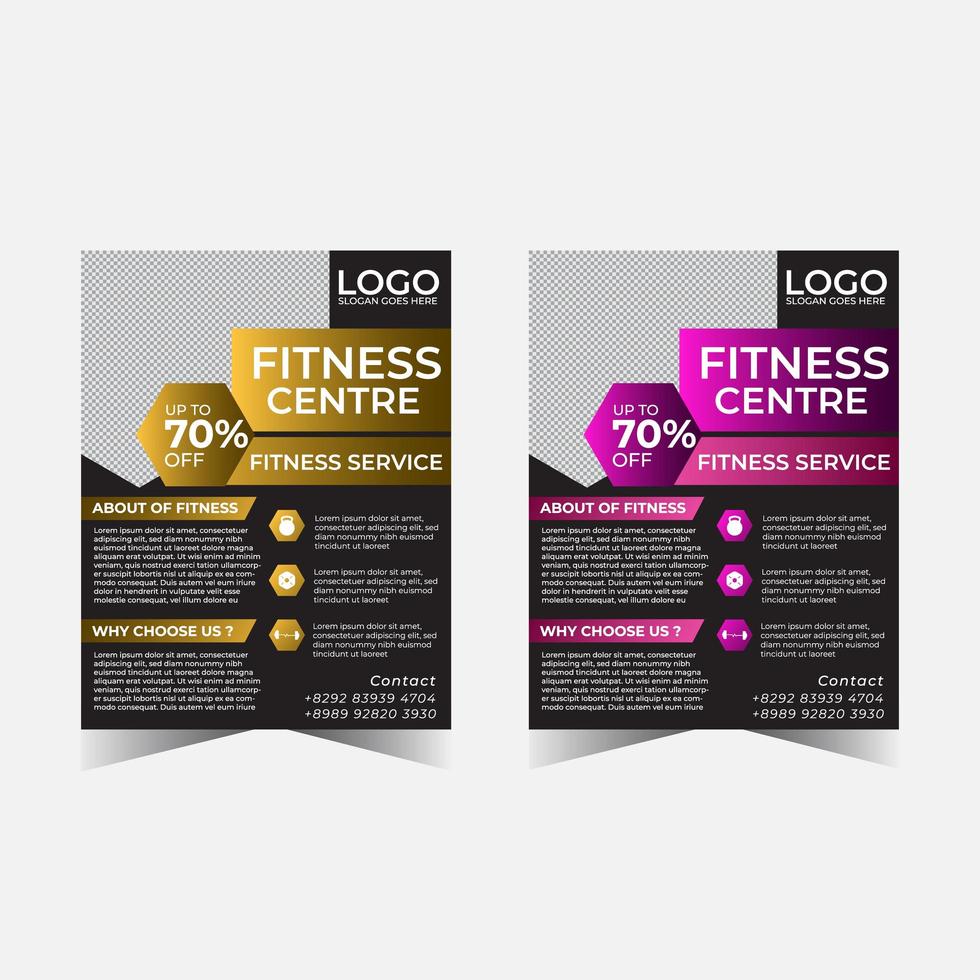 simple style fitness flyer design template. vector