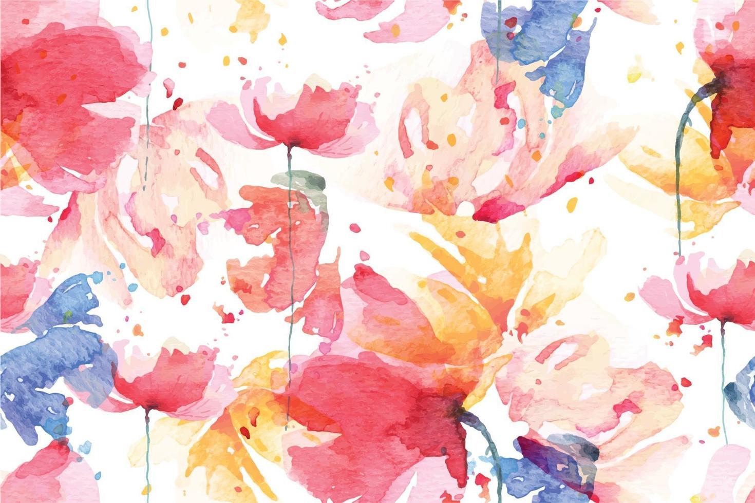 poppies seamless pattern with watercolor 3 vector
