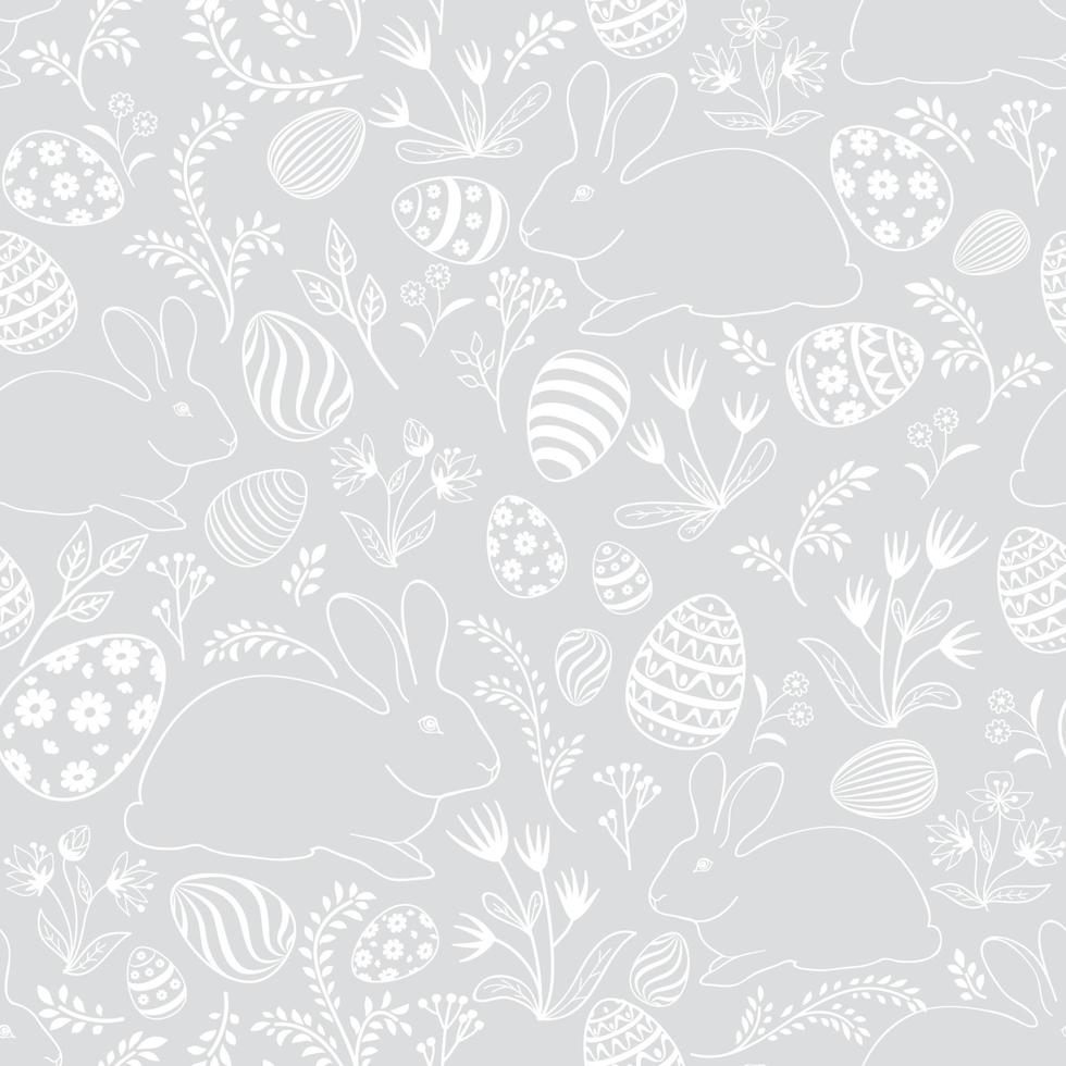 Easter holday seamless pattern. Spring gentle background with easter eggs and bunny. Happy Easter tile wallpaper vector