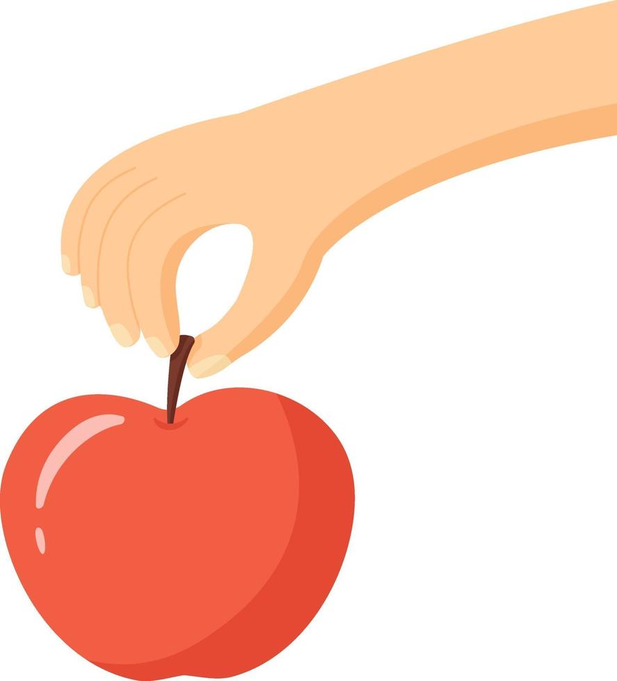 mano que sostiene la manzana. ilustración vectorial simple vector
